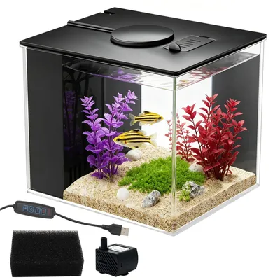 Image de Mini-aquarium complet, 3,7 litres, de couleur noire