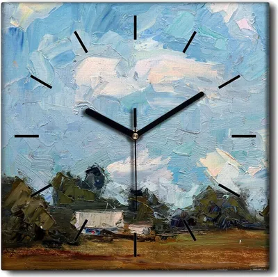 Produktbild von Coloray Uhr auf Leinwand 30x30 cm Wand Uhr Dekoration Wohnzimmer Segeltuch schwarze Hände -Landschaft des Waldes