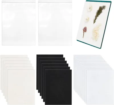 Produktbild von Blumenpresse Zubehör Set - 6 Trocknungsplatten, 6 Schwämme, 12 Stück Flüssigpapier für DIY Blumenpressen