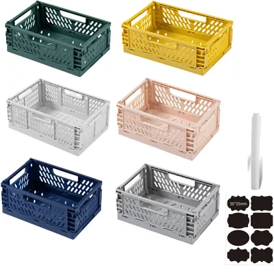 Obrázek produktu pro Sada 6 skládacích úložných boxů v šesti barvách - plastové úložné krabice
