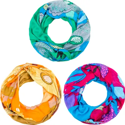 Produktbild von Sunsa Damen Loop Schal Tuch 3er Set Halstuch Geschenkideen für Frauen-MädchenTücher aus Baumwolle mit Blumen & modern bohemian Design 41430