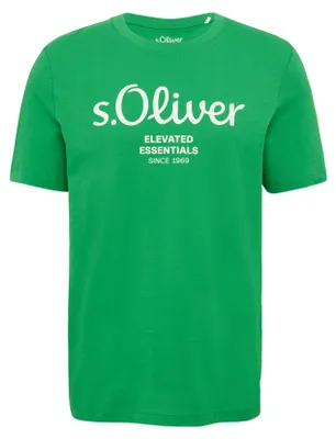 Produktbild von s.Oliver Herren T-Shirt - Basic, Logoprint, Rundhals, Baumwolle Grün M