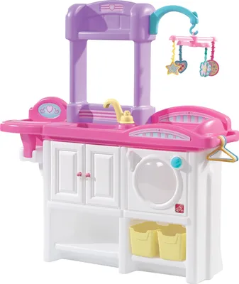 Image de Step2 Love & Care Deluxe Nursery Chambre d'enfant pour poupées | Avec berceau, siège enfant, machine à laver et accessoires (excl. poupée) | Jouets en plastique pour