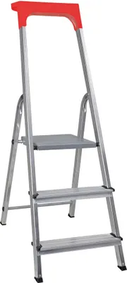 Produktbild von Alu Stufenleiter/Haushaltsleiter, 3 Stufen, Arbeitshöhe bis 2565 mm