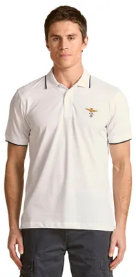 Immagine prodotto di Polo Aeronautica Militare bianca, vestibilità regolare, logo sul petto