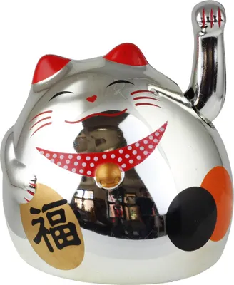 Produktbild von Glückskatze - Maneki-neko - rundliche Winkekatze 8 cm - silber