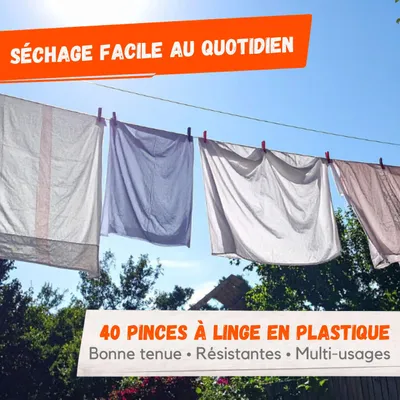 Image de Lot de 40 Pinces à Linge en Plastique – 7 x 1 cm