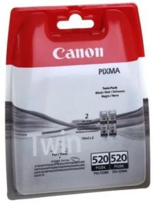 Produktbild von Canon PGI-520BK Tinte Schwarz (Doppelpack), Schwarz, Tinte auf Pigmentbasis, 2 Stück(e), Multipack