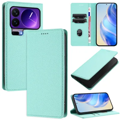 Produktbild von Litchi Leder Handyhülle für Xiaomi 17 Pro Wallet Kartenfächer Standfunktion Hülle Türkis