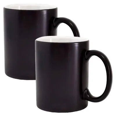 Produktbild von Plottermarie Sublimationsrohlinge Sublimations-Tassen für personalisierte Geschenkideen – Sublimationsrohlinge, Fotogeschenke, Personalisierung & DIY Farbwechseltasse schwarz matt 2er Set