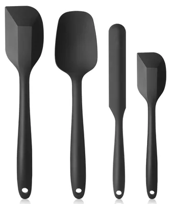 Produktbild von 4-teiliges Set Silikonspatel und Teigschaber, Backutensilien, hitzebeständig bis 260 °C, flexibel, antihaftbeschichtet, schwarz