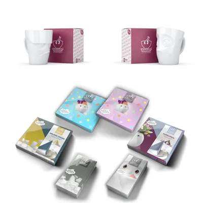 Produktbild von Fiftyeight Henkelbecher-Set 2-tlg.  350 ml + Servietten Nr 008 weiß Kaffeebecher Mug