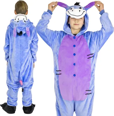 Obrázek produktu pro Dětské pyžamo s motivem oslíka, kigurumi onesie, s ušima, roztomilé uniové teplé pyžamo