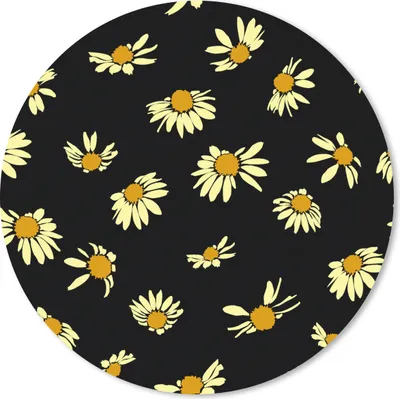 Produktbild von MuchoWow® Mauspad Mousepad Gänseblümchen - Schwarz - Muster 40x40 cm - Mousepads - Maus Mat - Pad - Mausunterlage - Schreibtisch Accessoires