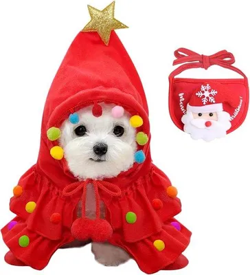 Produktbild von Festliches Weihnachtskostüm für Hunde und Welpen - Komfortables Haustier-Outfit in Rot