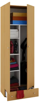 Produktbild von VCM Holz-Besenschrank | 6 Fächer | Maße: . B. 70 x H. 196 x T. 40 cm | Haushaltsschrank | Mehrzweckschrank | Extra Schublade - Vandol