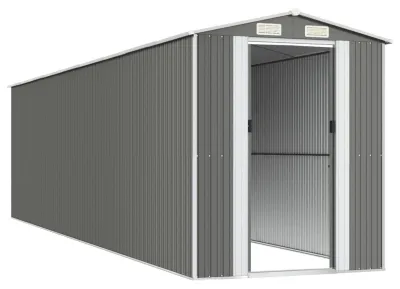 Produktbild von Gerätehaus, Gartenhaus – Verzinkter Stahl, Hellgrau – 192 x 77 x 223 cm