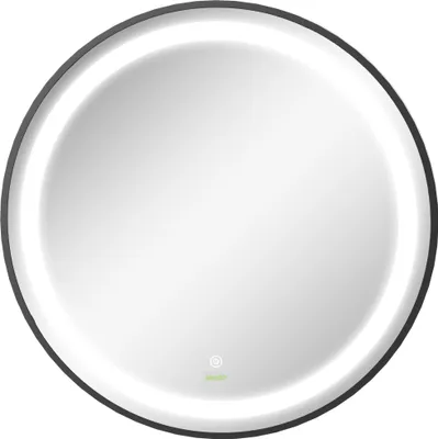 Produktbild von Badezimmerspiegel, LED-Beleuchtung, dimmbar, 3 Lichtfarben, Metallrahmen, Ø60 cm, Schwarz