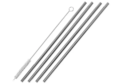 Image de WESTMARK Trinkhalm Edelstahl gerade mit Reinigungsbürste 21,5cm 4er
