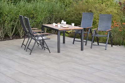 Produktbild von Merxx Gartenmöbel Set Tinos 5tlg., 4 Klappsessel, Ausziehtisch 150 (200) x 90 cm- Aluminium/Akazie