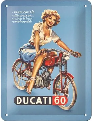 Produktbild von Nostalgic-Art - Blechschild 15 x 20 cm - Ducati - Cilindrata 60 Pin Up
