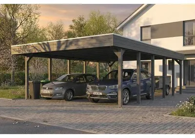 Produktbild von Doppelcarport SKAN HOLZ Friesland inkl. Pfostenanker 546 x 860 cm schiefergrau