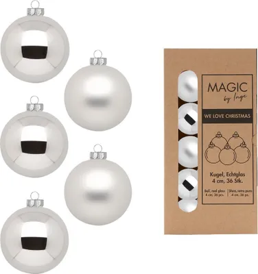 Produktbild von Weihnachtskugeln Glas 4cm 36 Stück - Frosty Silver