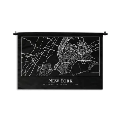 Produktbild von MuchoWow® Wandteppich Wandbehang Karte - New York - Stadtplan - Karte 90x60 cm Tapisserie Dekoration Wandtuch - Wandskulpturen - Bildteppich