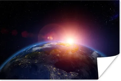 Produktbild von MuchoWow® Poster Satellitenbild eines Sonnenaufgangs 60x40 cm - Schlafzimmerdekoration