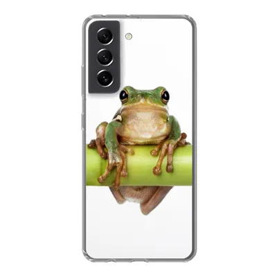 Produktbild von MuchoWow® Handyhülle Schutzhülle Hülle für Samsung Galaxy S21 FE Frosch - Bambus - Weiß Silikon Softcase Handy Hülle - Mobiltelefonhülle