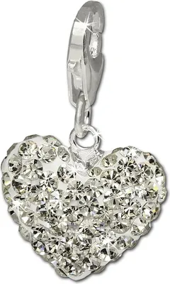 Image de SilberDream blanc Charm coeur zirconium argent Charms pendentif GSC216W