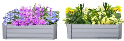 Produktbild von Blumenkasten - Pflanzkasten - Gartenkasten - Set aus Blumenkästen - Kräuterkasten - Grau - Set aus 2 Stück - Stahlrahmen - Offene Unterseite