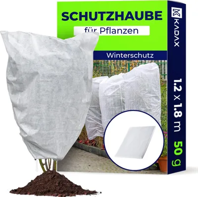 Produktbild von KADAX Pflanzenschutzhaube 118 x 180 cm, 1 Stück, Schutzhaube mit Kordelzug für Bäume im Winter, Winterschutzhaube aus Vlies 50 g/m², Winterschutz für Kübelpflanzen