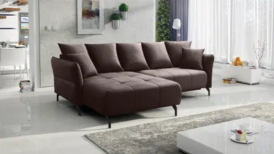 Produktbild von Ecksofa Schlafsofa Sofa SADIE Stoff Element Braun Ottomane Links