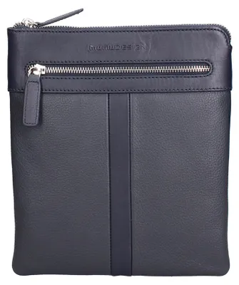 Image de Sac bandoulière pour hommes de la marque Momo Design, en cuir véritable, avec poches zippées et bandoulière réglable