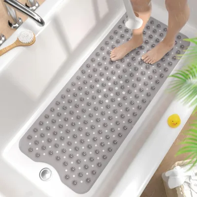 Produktbild von Badewannenmatte rutschfest 101 x 40cm Grau BPA Frei Schimmelresistent Maschinenwaschbar