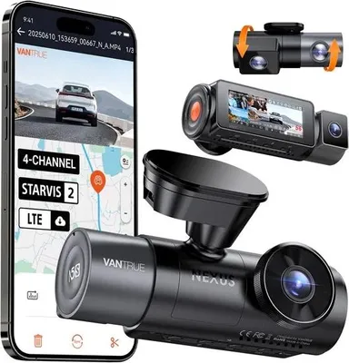 Produktbild von Vantrue N5 S Videorekorder 2.7K 4 Kanäle LTE WLAN GPS IR 8,1 cm Display