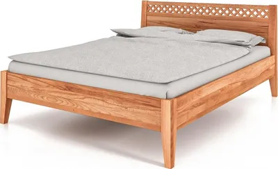 Produktbild von Bett Sydo 3 aus Kernbuche massiv 180x200 cm mit Holzkopfteil und Holzbeinen