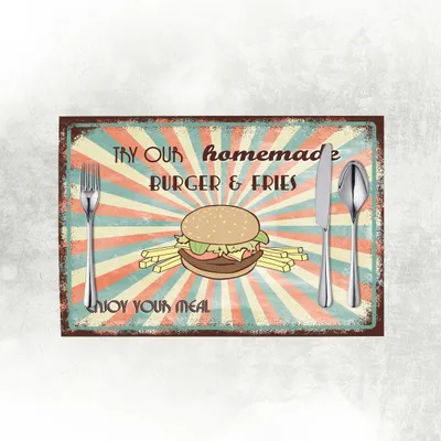 Produktbild von Papier Tischset Retro Burger, 40 x 30 cm, 500 Stück - Mank