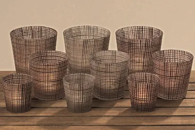 Produktbild von Teelichthalter Jena 3 sortiert Glas lackiert H.8 cm Ø.8 cm 3er Set