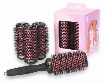 Produktbild von Olivia Garden MultiBrush Curlers Kit 45 mm Rundbürste 4 Aufsätze Pink
