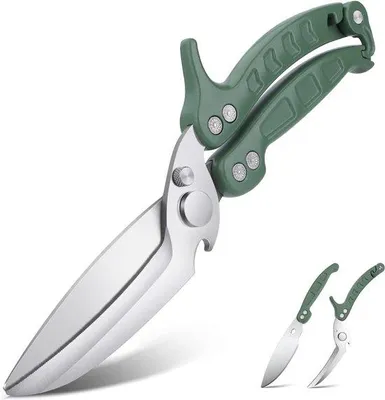 Imagen del producto de Tijeras de cocina multifuncionales Famanu – Tijeras robustas desmontables, color verde