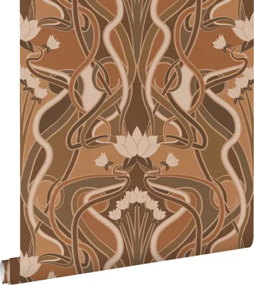 Produktbild von ESTAhome Tapete Blumenmuster im Jugendstil Terrakottabraun 50 x 900 cm