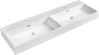 Immagine prodotto di Lavabo doppio AQUATIC, marmo fuso, 140x46cm, bianco