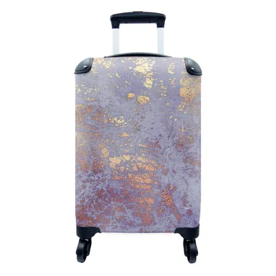 Produktbild von MuchoWow® Koffer Handgepäck Trolley Rollkoffer Kleine Reisekoffer mit 4 Rollen - Marmor - Rot - Gold - Cabin Size < 55x40x23 cm & 55x40x20 cm - Fotokoffer - Kabinenkoffer - Boardgepäck - Reise-Box - Reisekoffer - Reisegepäck - Koffer mit Bild - Trolley für Kinder
