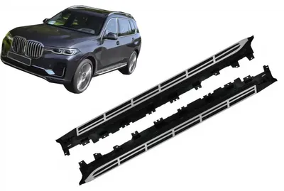 Imagen del producto de Escalones laterales para SUV, compatibles con BMW X7 G07 (modelos a partir de 2018), color con detalles cromados, antideslizantes.