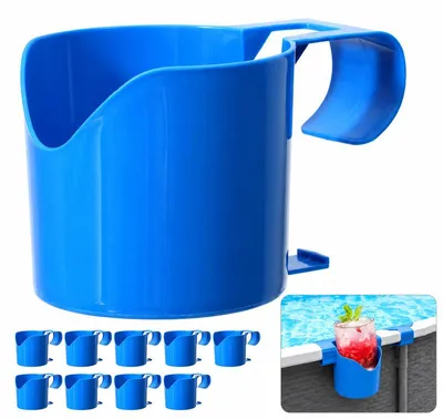 Produktbild von Pool Getränkehalter 10er Set blau – Kunststoff Becherhalter für Poolrand | Dosenhalter für Schwimmbad, Spa, Whirlpool