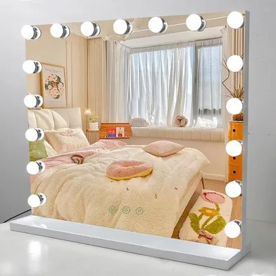 Image de Miroir de maquillage avec lampes LED – Miroir de maquillage de table à intensité variable – Miroir de maquillage éclairé
