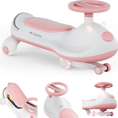 Obrázek produktu pro Tulano Focus 45 skluzavkové auto růžové pro děti od 3 let, LED kola, hudba, 360° volant, do 100 kg, úložný prostor