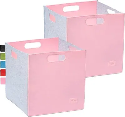 Produktbild von Famanu Filzboxen Set 2 Stück - 33 x 33 cm, grau/rosa